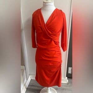 Diane von Fürstenberg Orange Red Bodycon Wrap Dress | Size M